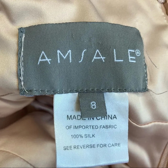 AMSALE Blush Pink Halter Mini Dress Bridesmaid Rose Detail Size 8 G577C - Picture 6 of 9